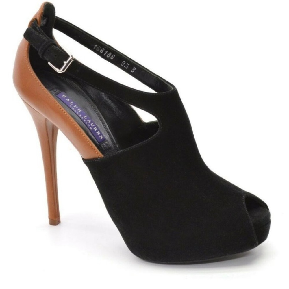 Ralph Lauren collection, purple label, black suede, stiletto heels
